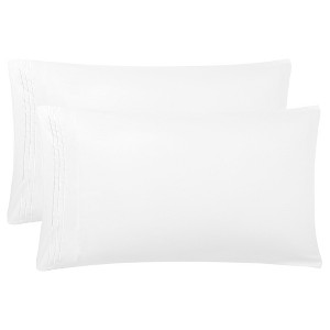 PiccoCasa Breathable Soft Embroidery Zipper Brushed Pillowcases 2 Pcs - 1 of 4