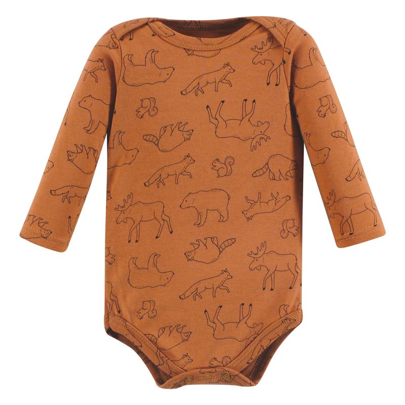 Hudson Baby Infant Boy Cotton Long-Sleeve Bodysuits, Into The Woods Prints 3-Pack, 3 of 6