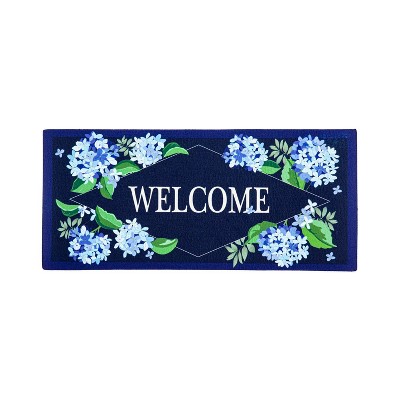 Evergreen Hydrangea Welcome Sassafras Indoor Outdoor Switch Doormat 1'10"x10" Multicolored
