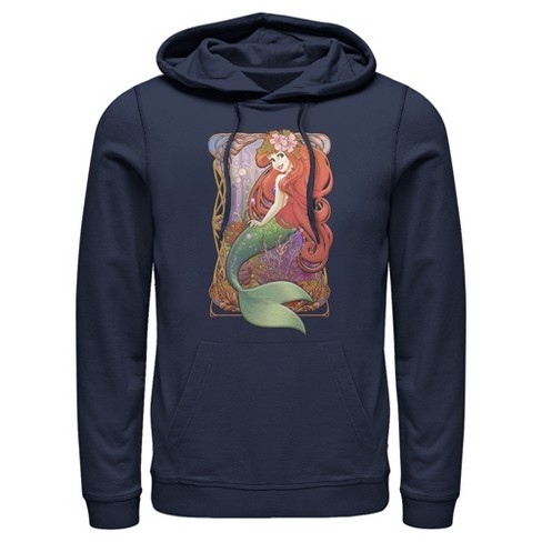 Men's The Little Mermaid Ariel Glam Poster  Pull Over Hoodie - Navy Blue - Small - image 1 of 4