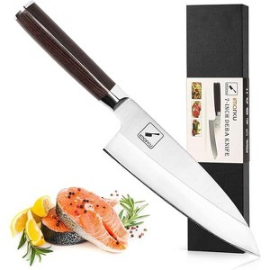 imarku 7-inch Deba Knife, Ultra Sharp Sushi Knife, Ultimate Japanese Kitchen Knife with Stainless Steel Single Bevel, Fish Fillet Knife - 1 of 4