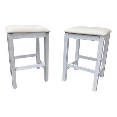 Carolina Living Bianca Upholstered Barstool - Set of 2 - Rustic - Brown Upholstery