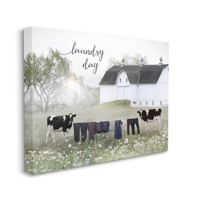 Laundry Day Rural Cows Meadow Canvas Print