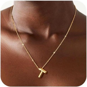 Sterling Silver Balloon Letter Necklace Satellite Bead Chain Personalized Gift - 1 of 4