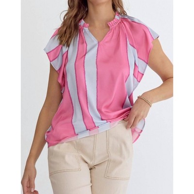 Women's Pintuck Short Sleeve Top - entro