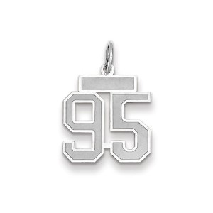 Black Bow Jewelry 14k White Gold, Jersey Collection, Small Number 95 Pendant - 1 of 2