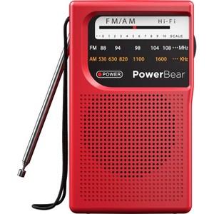 PowerBear Portable Radio | AM/FM, 2AA Battery Operated with Long Range Reception for Indoor, Outdoor & Emergency Use - 1 of 4