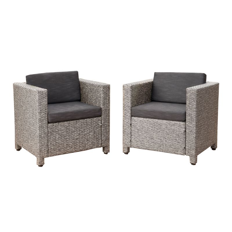 Puerta Set of 2 Wicker Club Chair - Mixed Black/Dark Gray  - Christopher Knight Home, 1 of 6