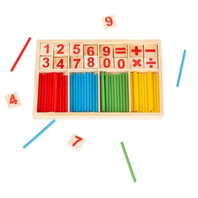 Montessori Math Manipulatives-Number Tiles and Colorful Sticks to Count, Add, Subtract, Multiply, Divide-Learning Toy for Preschoolers by Toy Time