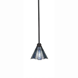 Toltec Lighting Blacksmith 1 - Light Pendant in  Painted Wood/Dark Granite with 7" Sea Ice Art Glass Shade - 1 of 1