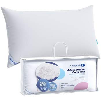 Continental Bedding White Goose Down and Feather Layered Pillow, Pack of 1