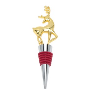 Unique Bargains Wine Stoppers Christmas Deer-Design Zinc Alloy TPE 5.04"x1.50"x0.79" 1 Pc - 1 of 3