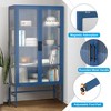 Double Glass Door Storage Cabinet with Adjustable Shelves and Feet Cold-Rolled Steel Sideboard Furniture for Living Room Kitchen - image 4 of 4