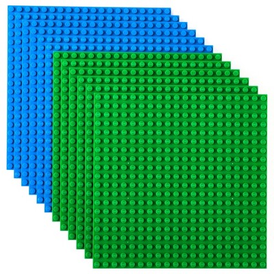 Strictly Briks Classic Stackable Baseplates, For Building Bricks, Bases for Tables, Mats, and More, Blue & Green, 12 Pack, 6x6 Inches