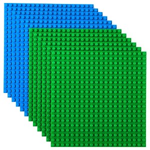 Strictly Briks Classic Stackable Baseplates, For Building Bricks, Bases for Tables, Mats, and More, Blue & Green, 12 Pack, 6x6 Inches - 1 of 4