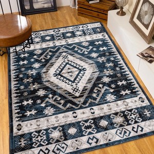 Gulches Faded Bohemian Geometric Area Rug Ultra Soft Faux Cashmere, Machine Washable, Non Slip, Vintage Tones - 1 of 4