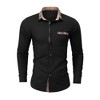 Mens Long Sleeve Shirt Collar Button Plaid Color Block Cuff Pocket Tops - 2 of 4