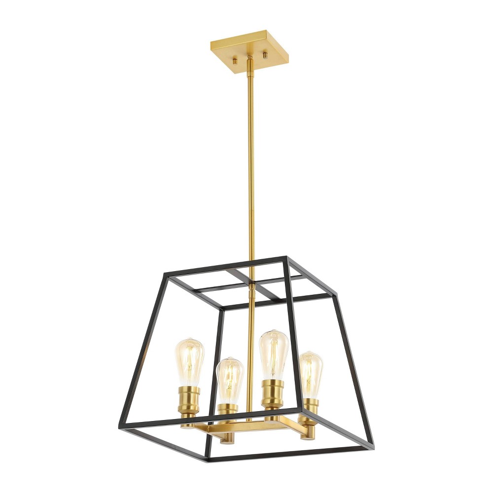 Photos - Chandelier / Lamp 15" 4-Light Lloyd Farmhouse Industrial Iron LED Pendant Black/Brass Gold 