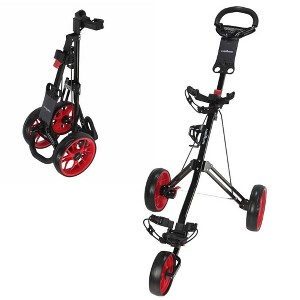 Caddymatic Golf Pro Lite 3 Wheel Golf Cart Black/Red - 1 of 4