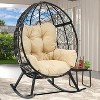 Outdoor Rocking Egg Chair Wicker Patio Rocker 250lb Capacity with Cushioned Comfort - 2 of 4