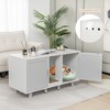 Tangkula Cat Litter Box Enclosure Hidden Cat Washroom w/ 2 Doors Grey - 2 of 4