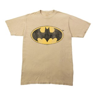 Batman Distressed Logo Adult Sand Crew Neck Short Sleeve T-shirt - 1 of 3