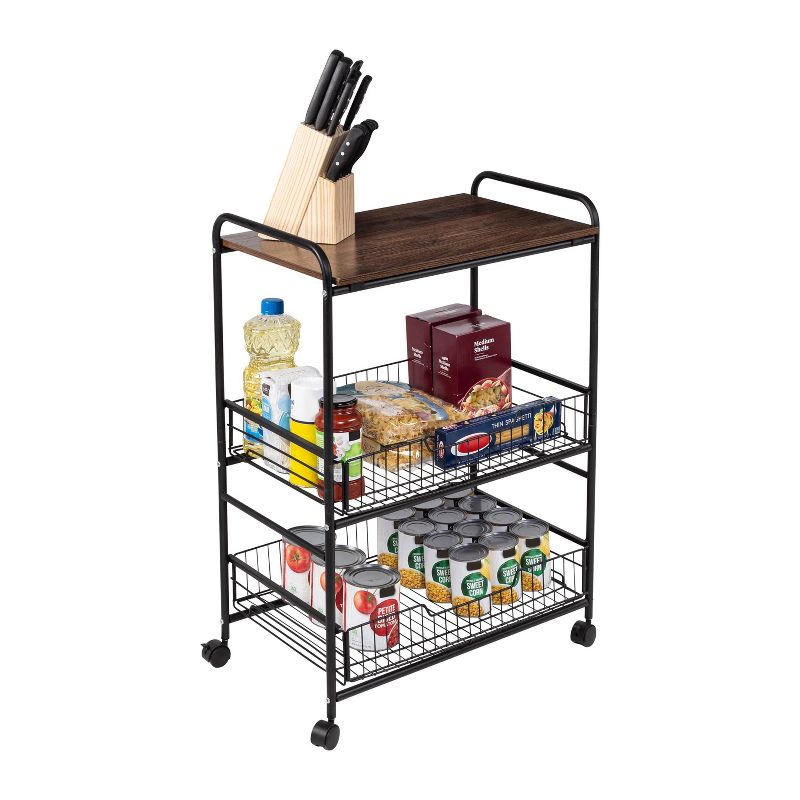 Honey-Can-Do 3 Tier Kitchen Cart with Pull-Out Baskets, 2 of 12
