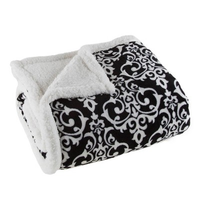 60x50 Fleece Faux Shearling Throw Blanket Black/white - Yorkshire Home :  Target