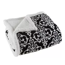 60"x50" Fleece Sherpa Throw Blanket Black/White - Yorkshire Home