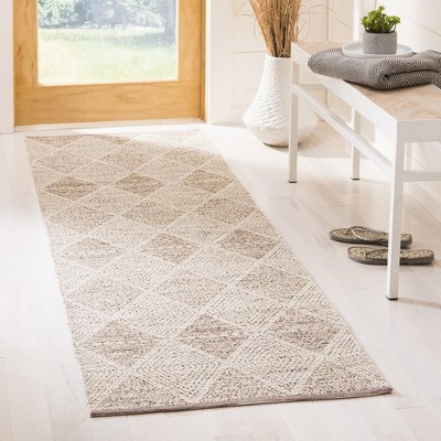 Montauk Beige Flat Woven Cotton Runner Rug, 2'3" x 7'