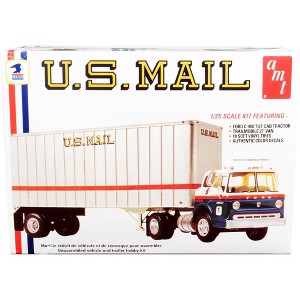 Skill 3 Model Kit Ford C900 Truck Tractor with Trailer "U.S. Mail" 1/25 Scale Model by AMT - 1 of 3