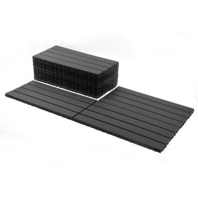 Syemin Carpet Tiles 24 Pieces of Dark Gray Outdoor Terrace Deck Tiles, Floor Tiles for Indoor Balcony Backyard Poolside, Gray, 24"*12"*0.78"