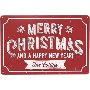 Lomsoe Xmas Metal Tin Sign Merry Christmas Sign Vintage Painting Tin Sign Yard Garden Wall Decor Christmas Tin Sign 12 x 8 Inch - 1 of 1