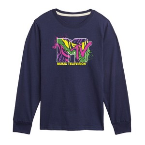 Boys' - MTV - Animal Print Splatter Long Sleeve Graphic T-Shirt - 1 of 3