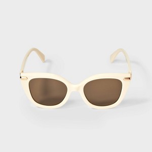 Women's Cateye with Metal Décor Sunglasses - A New Day™ White - 1 of 2