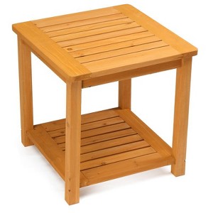 Karl Home Teak Color Outdoor Wood Side Table - 1 of 4