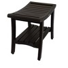 DecoTeak® Harmony® 24" Teak Wood Shower Bench with Shelf and LiftAide® Arms in Woodland Brown Finish - 2 of 4