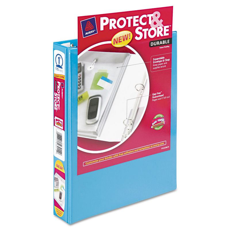 Avery Mini Protect & Store View Binder w/Round Rings 8 1/2 x 5 1/2 1" Cap Blue 23014, 3 of 7