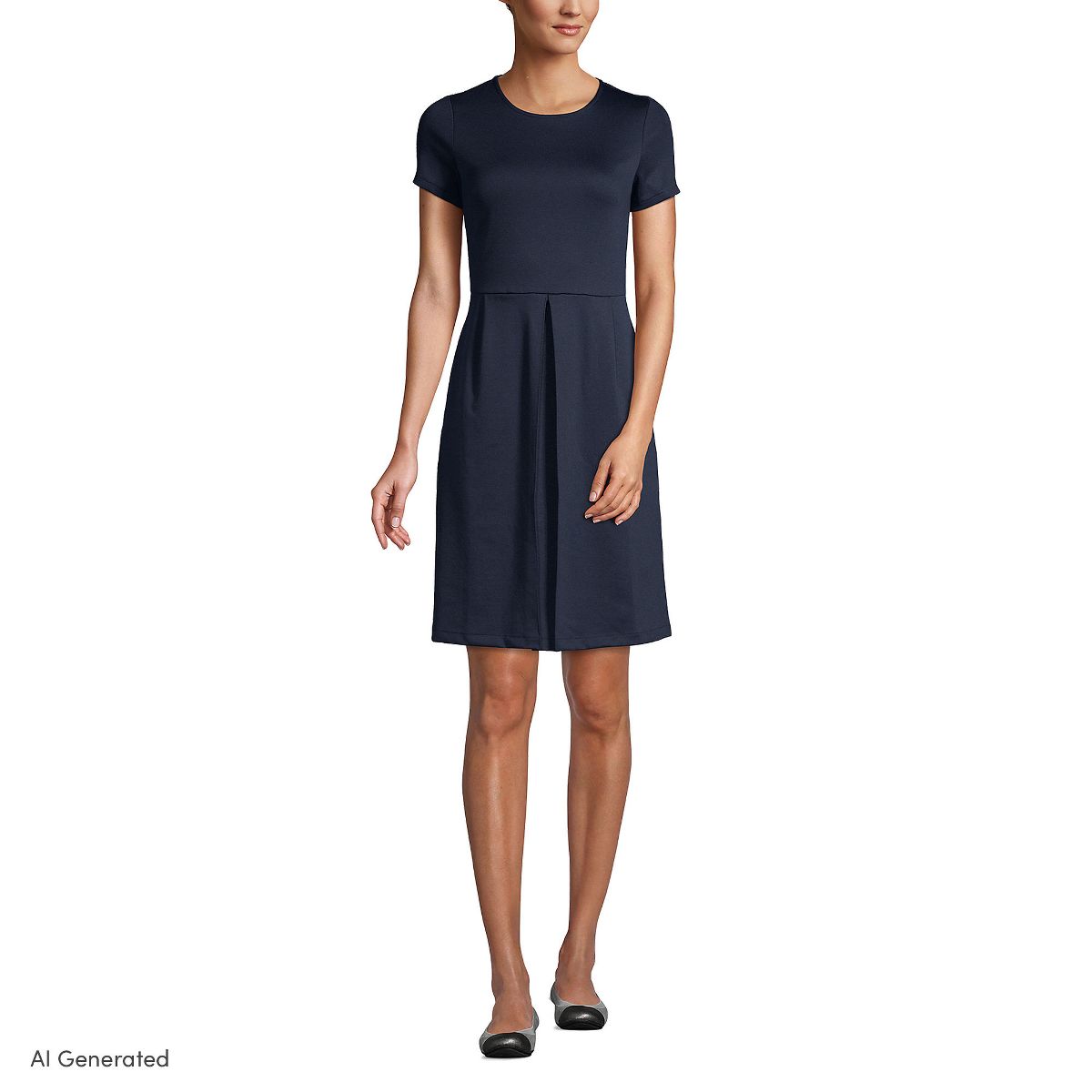Lands' End School Uniform Women's Short Sleeve Ponte Dress