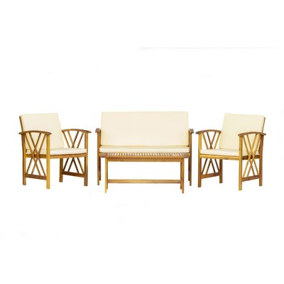 WestinTrends 4-Piece Outdoor Patio Loveseat and Armchair Set with Cushions