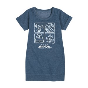 - Avatar: The Last Airbender - Four Elements Inverse Graphic Short Sleeve Fleece Dress - 1 of 4