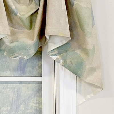 Beige and Blue Linen Floral Empire Valance