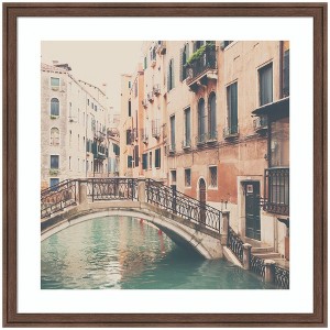 Kate and Laurel Framed Art Wandering The Streets of Venice by Laura Evans, 26x26, Florence Medium Brown - 1 of 4