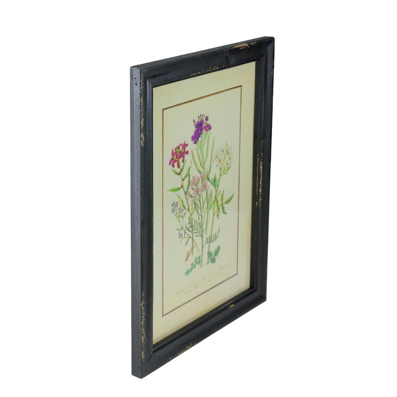 Raz Imports 16" Black and Butter Yellow Distressed Wood Framed Floral Print Wall Art, 2 of 4