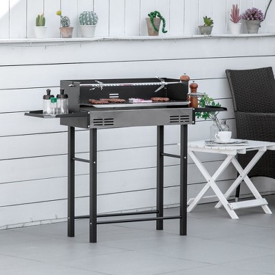 Stainless Steel Rotisserie Grill with Foldable Shelves