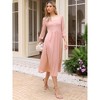 INSPIRE CHIC Women's Square Neck 3/4 Sleeves Waffle Knit Casual Midi Dress - 4 of 4