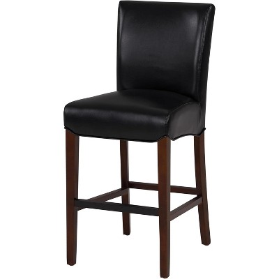 New Pacific Direct Milton Bonded Leather Counter Stool 26",Brown Legs,Black,Fully Assembled