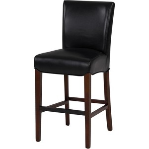 New Pacific Direct Milton Bonded Leather Counter Stool 26",Brown Legs,Black,Fully Assembled - 1 of 4