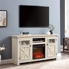 Gulches White TV Stand Entertainment Center Fits TVs up to 65 in with 18 Fireplace Insert 2 Doors 2 Adjustable Shelves 6 Cable Cutouts - 3 of 4