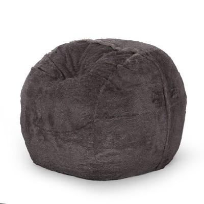 5'2 Ohnstad Modern Toned Fabric/faux Leather Bean Bag Light Gray/coffee  Brown - Christopher Knight Home : Target